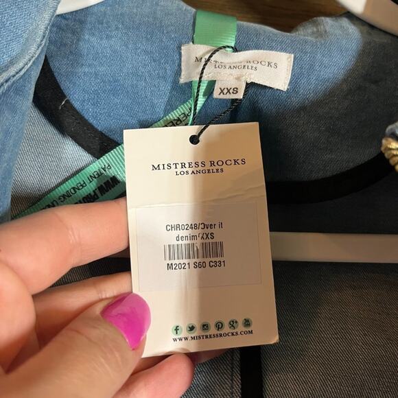 NWT Mistress Rocks Over It Frayed Denim Exposed Zipper Dress Distressed XXS - Picture 6 of 14